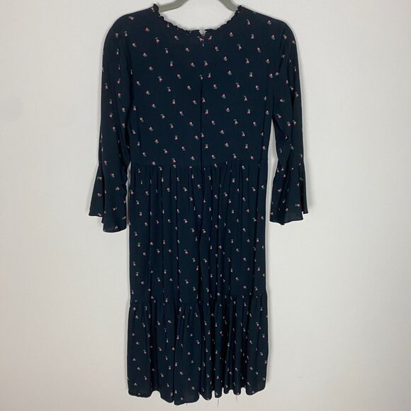 Loft Floral Midi Dress Ruffles Women Small Milkmaid Peasant Black Tiered - Picture 6 of 9